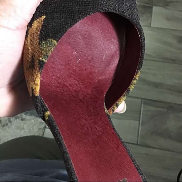 VTG PRADA Women’s Corduroy Floral Print Heels Size 37 Made In Italy - Picture 14 of 14